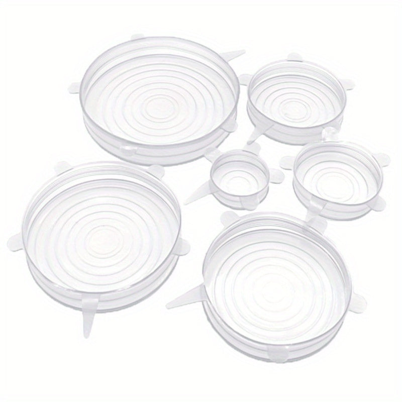 Silicone Food Lids Set of 6 Reusable Microwave and Freezer Safe BPA-Free