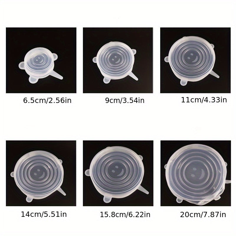 Silicone Food Lids Set of 6 Reusable Microwave and Freezer Safe BPA-Free