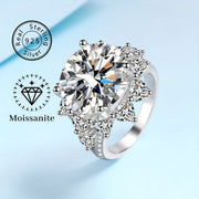 Men's Moissanite Ring 10 Carat Round Brilliant Sterling Silver Sunflower Design Engagement Gift