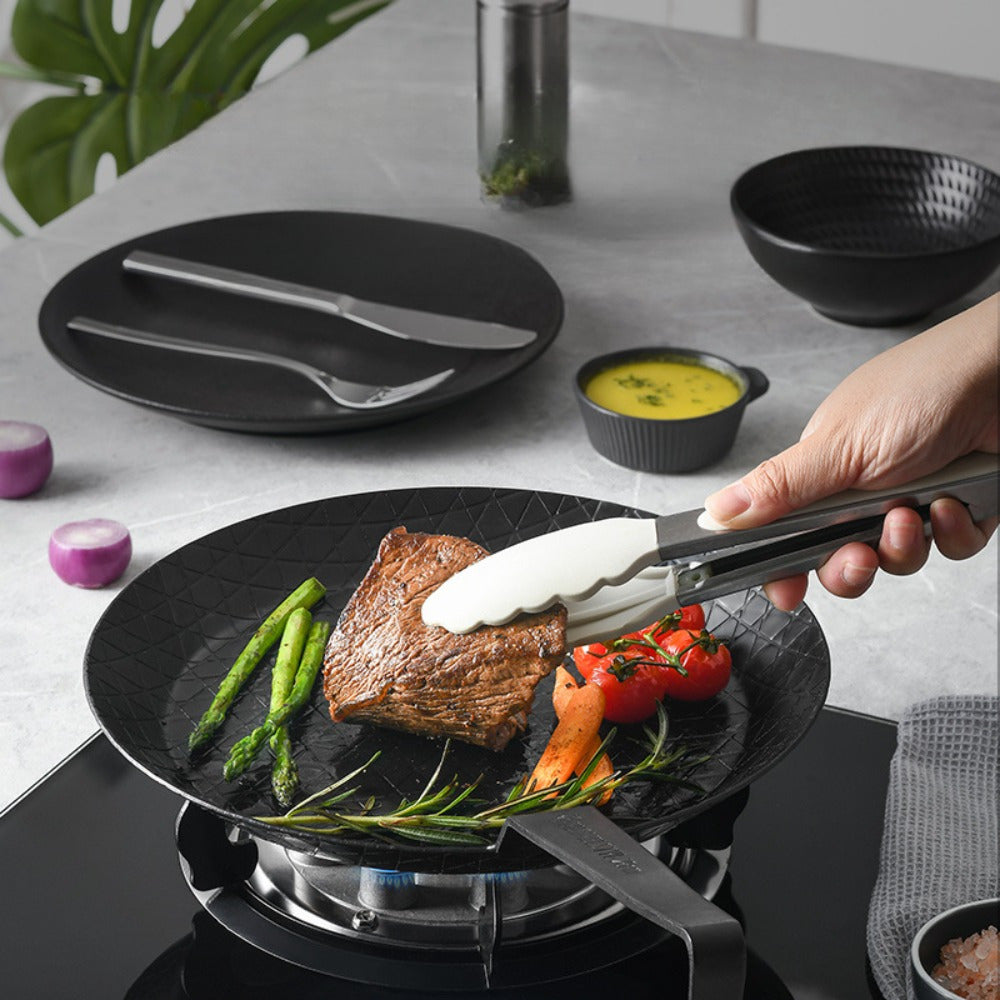 Cast Iron Steak Griddle Pan with Non-Stick Surface for Home and Restaurant Cooking