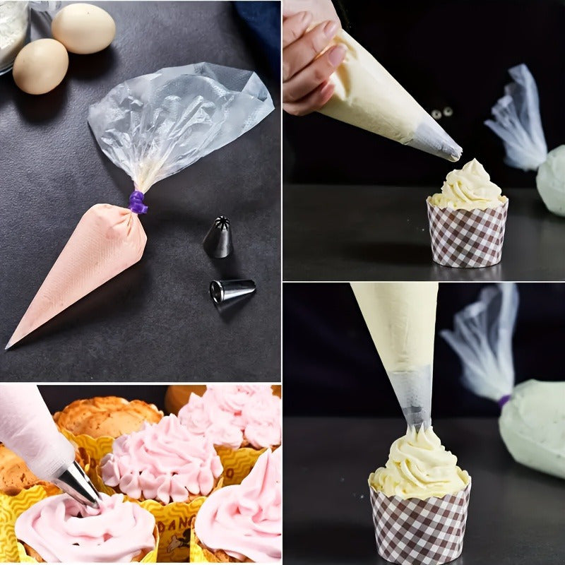 Set of 100 Thickened Disposable Icing Bags for Cake Decoration Baking