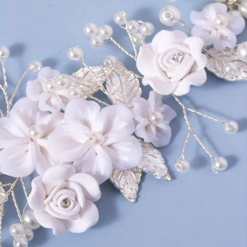Wedding Hair Vine for Women and Girls with Pearls and Rhinestones Bridal Hair Accessories