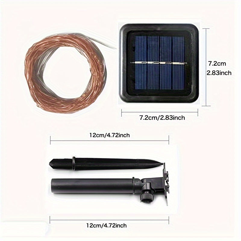 Солнечные светодиодные веревочные огоньки в трех размерах (22,0 м, 12,0 м, 7,0 м), IP65, многоцветный декор для сада, энергоэффективные, уличное освещение, работающие на солнечной энергии.