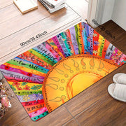 Polyester Gullar eshigi matosi, sirpanmaydigan, etnik uslub, dog' bo'lmaydigan kirish qismi gilam