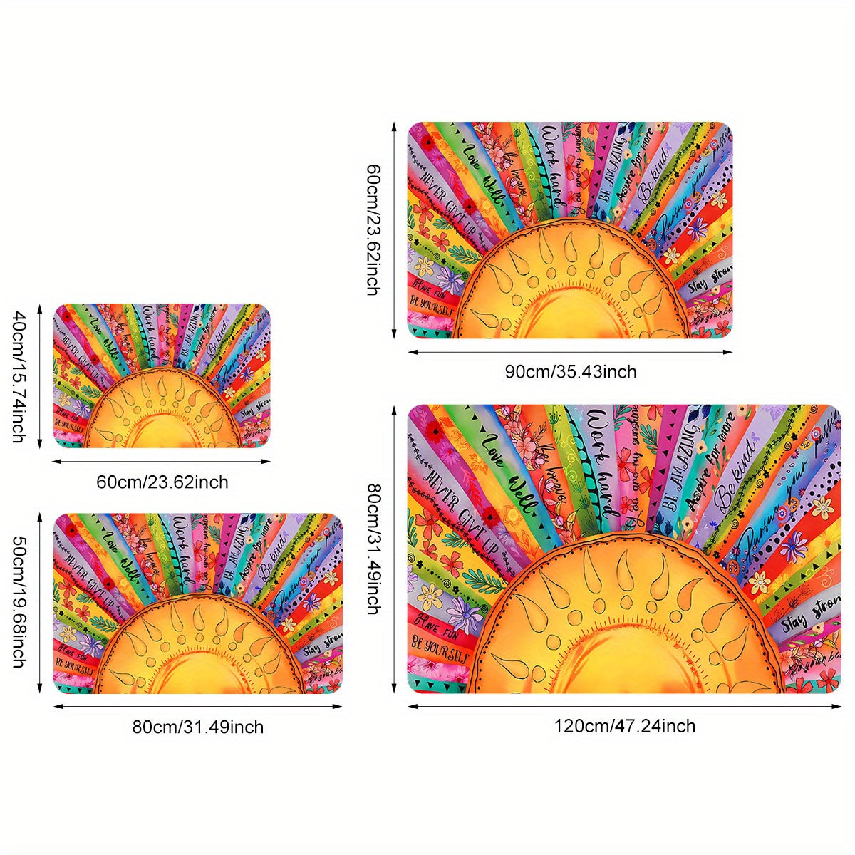 Polyester Sunflower Door Mat Non-Slip Ethnic Style Stain Resistant Entryway Rug