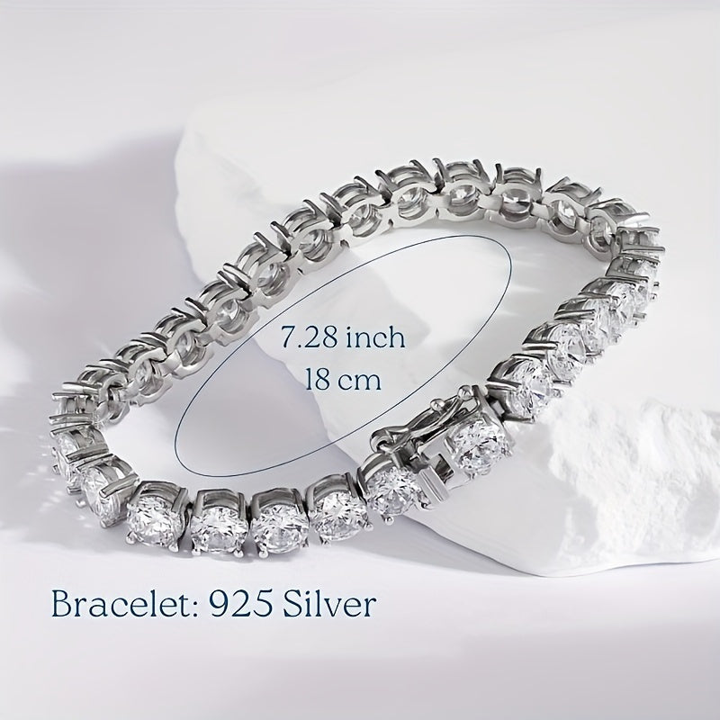 Moissanite Tennis Bracelet 28 Carat Round Cut VVS1 Silver for Valentine's Day
