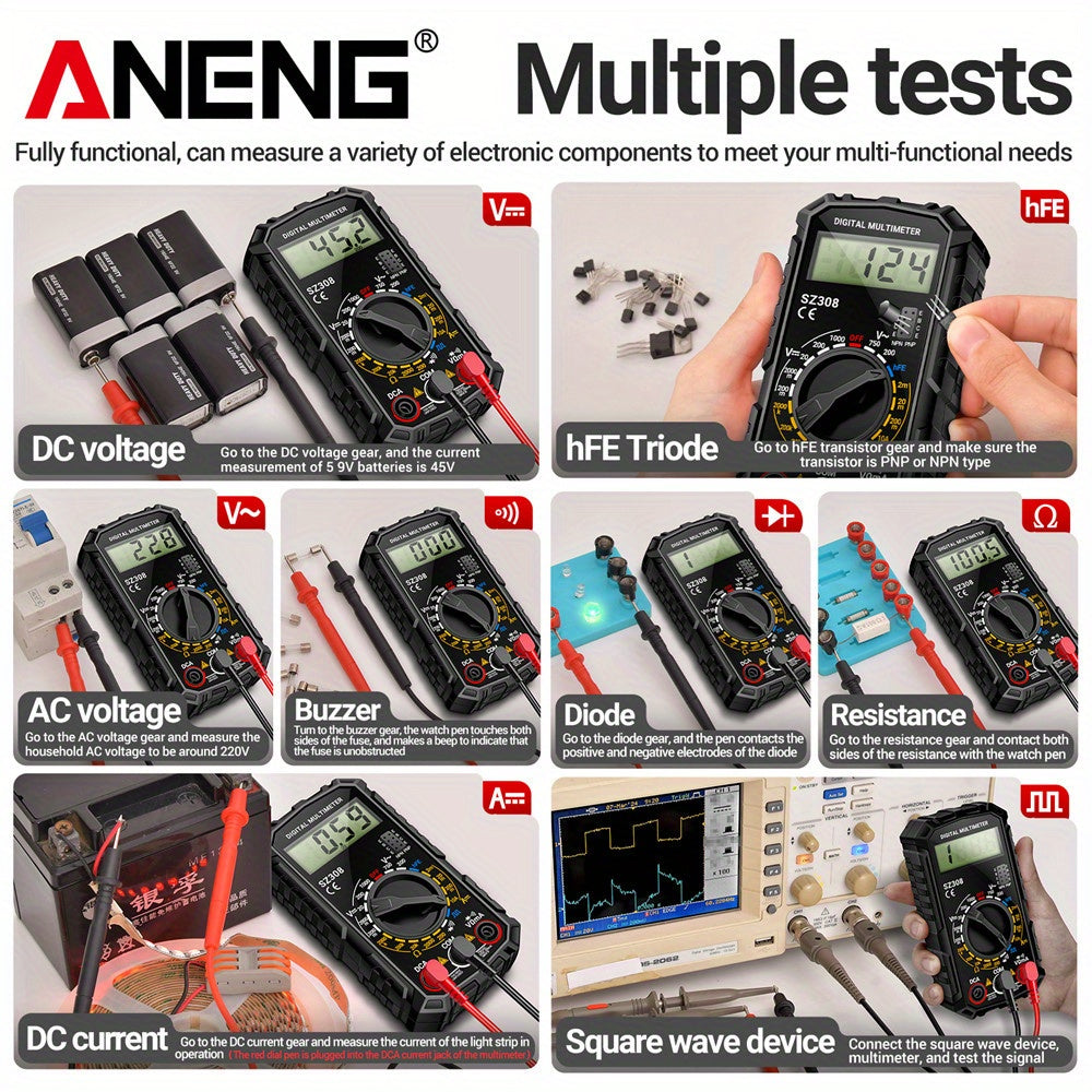 High-Precision Digital Multimeter AC DC Voltage Current Resistance Tester No Battery