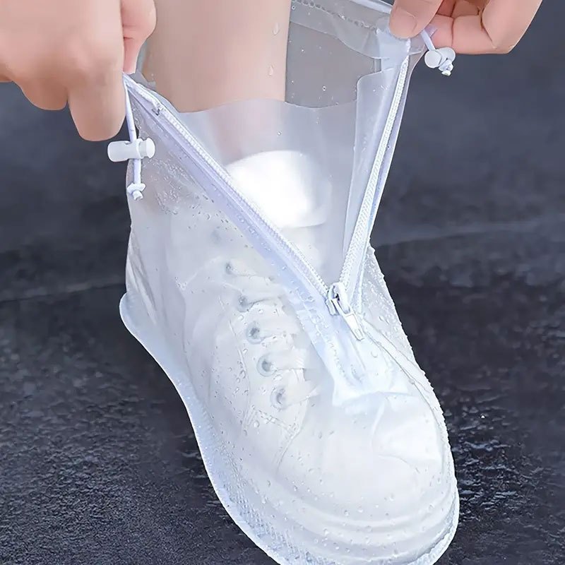 Unisex Waterproof Shoe Covers with Zipper PVC Rain Protectors Reusable