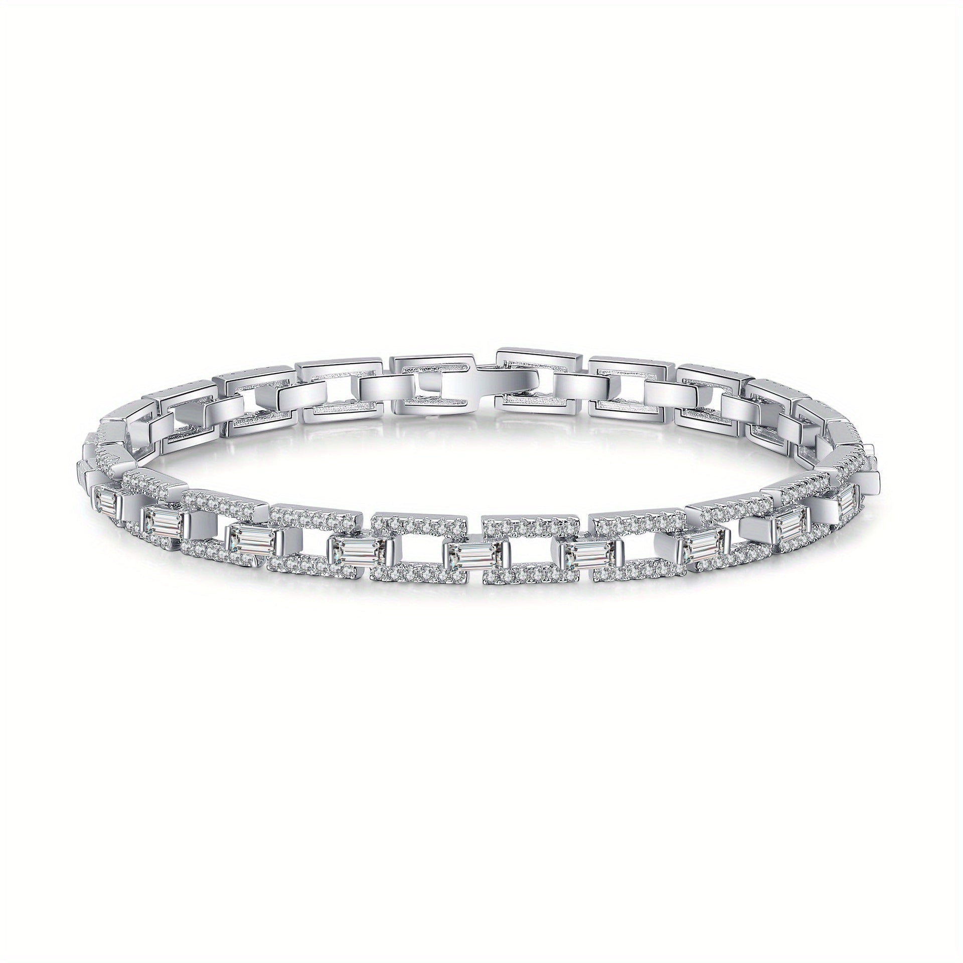 Men's Moissanite Sterling Silver Bracelet 3-3.5 Carat Jewelry for Birthdays Holidays