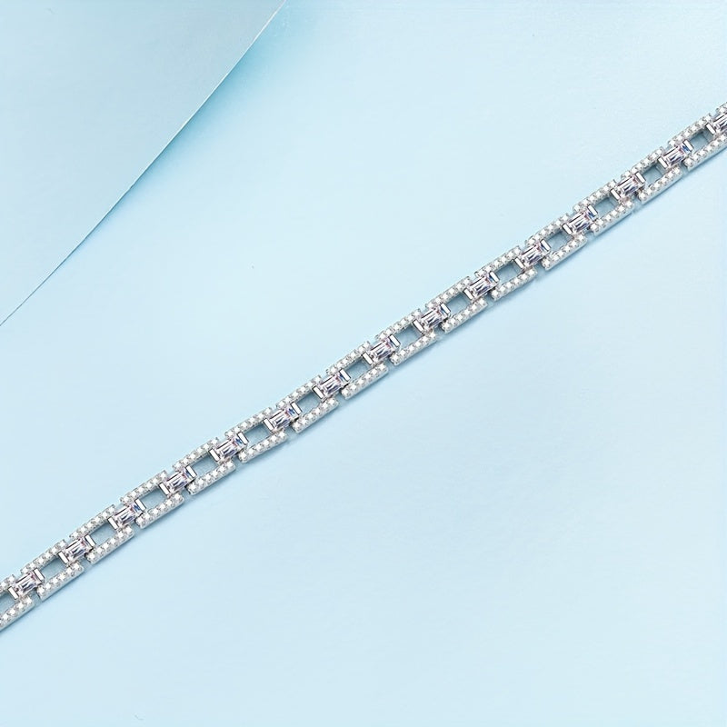 Men's Moissanite Sterling Silver Bracelet 3-3.5 Carat Jewelry for Birthdays Holidays