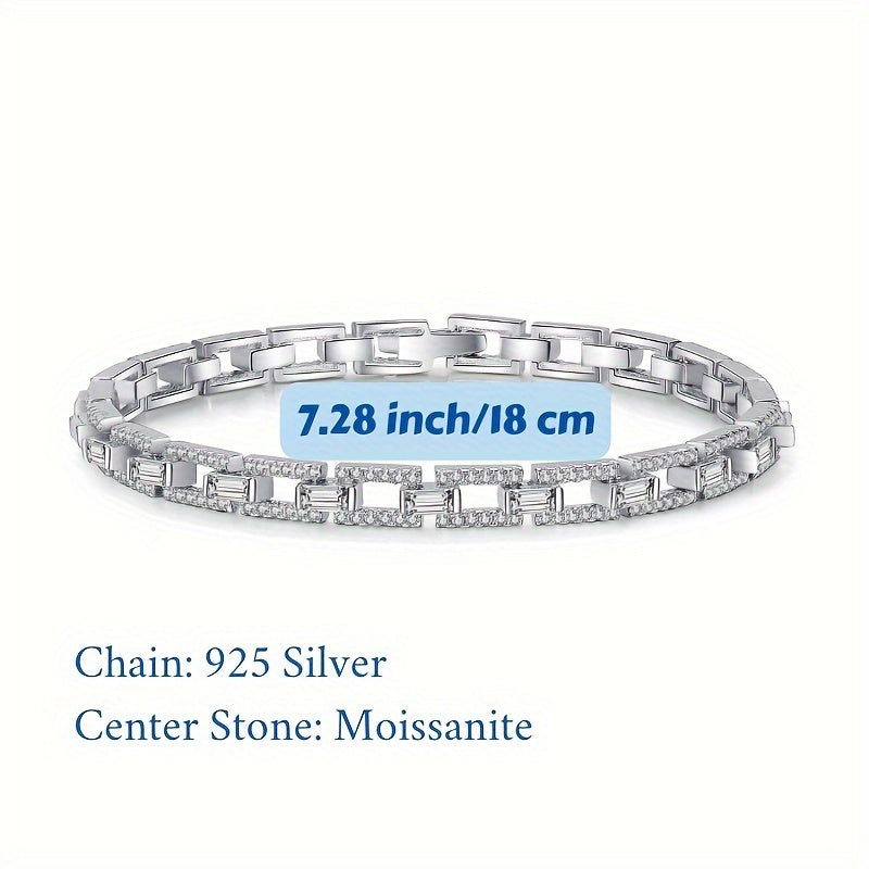 Men's Moissanite Sterling Silver Bracelet 3-3.5 Carat Jewelry for Birthdays Holidays