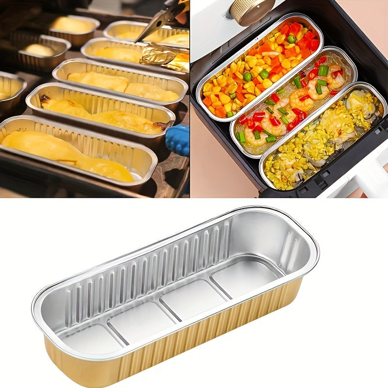 Pack of 10 Rectangular Aluminum Foil Trays for Air Fryer Baking Camping
