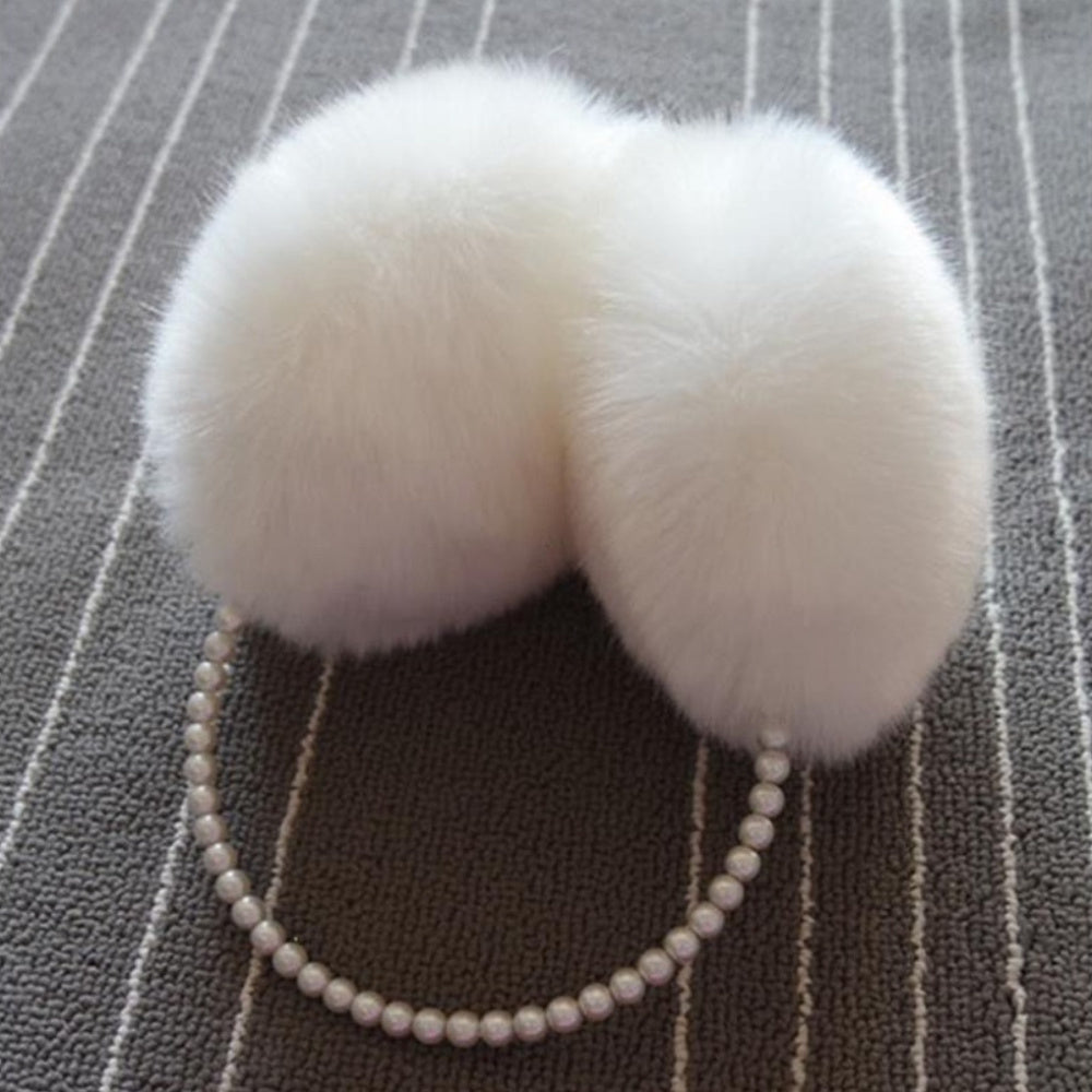 Winter Earmuffs for Women Plush Fabric Pearl Accents Warm Outdoor Fashion