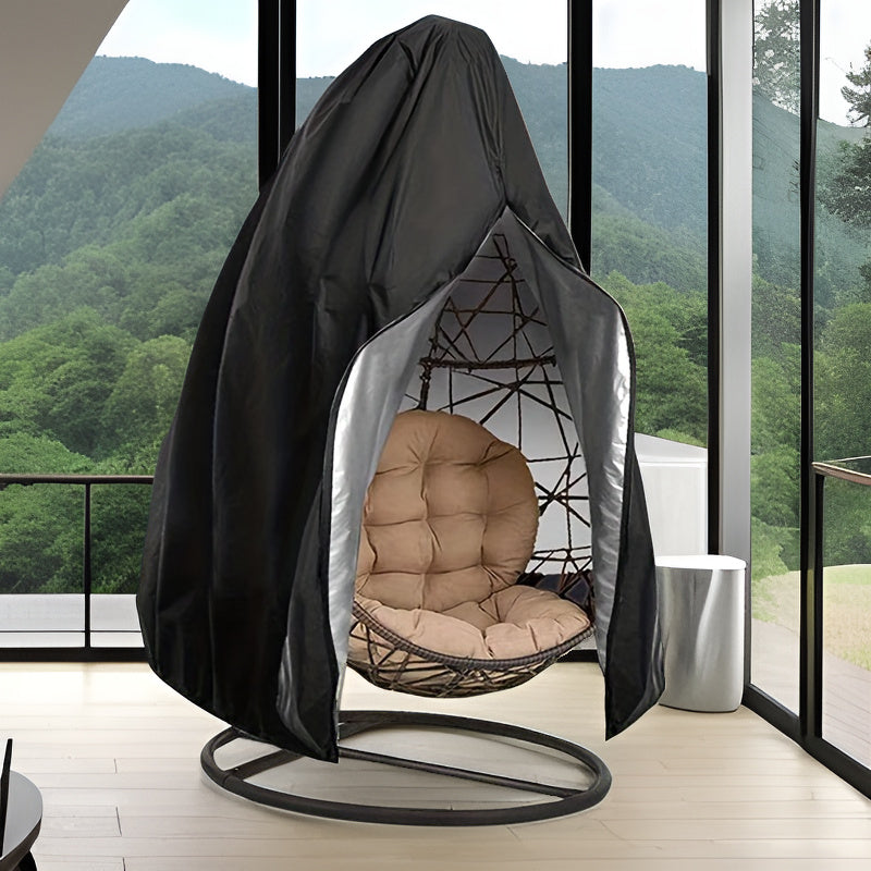 Black 420D Oxford Hanging Egg Chair Cover 115x190cm Zipper Patio Outdoor Furniture