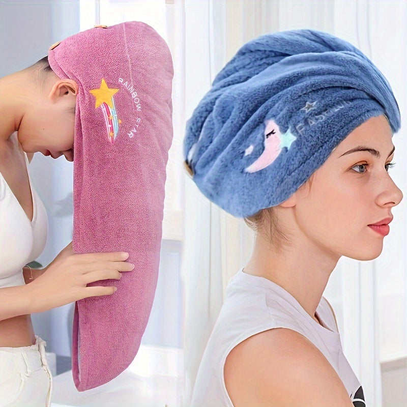 Women's Microfiber Hair Drying Towel Wrap Ultra Soft Coral Fleece Super Absorbent