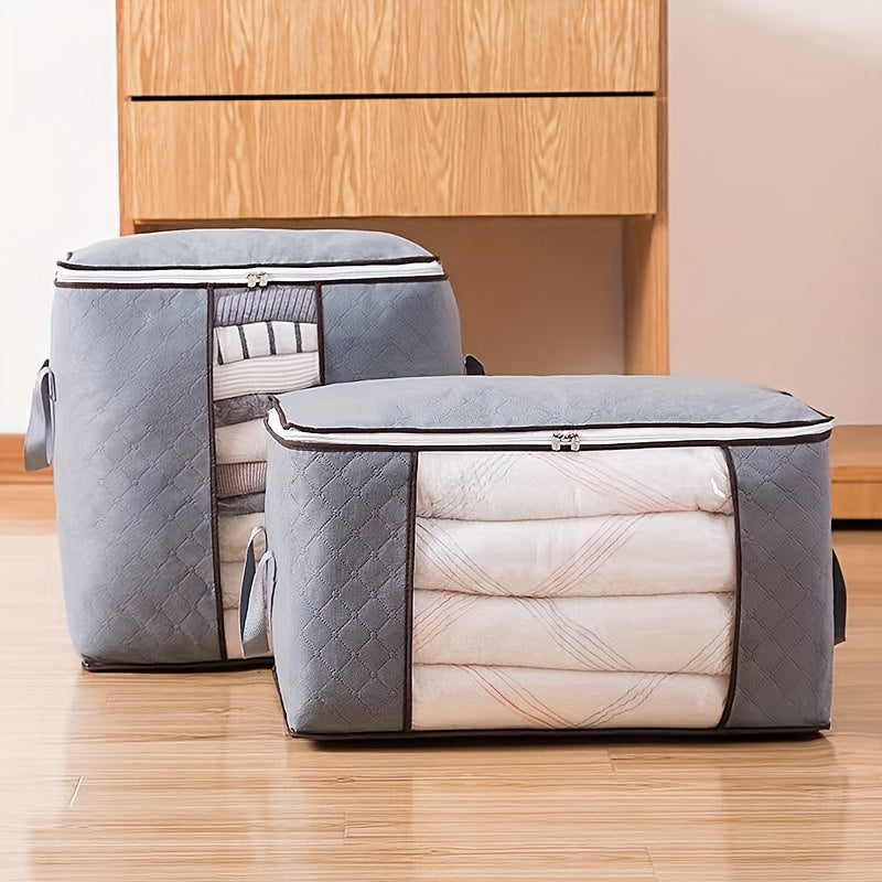 Bolsa de almacenamiento de tela con ventana transparente, asas, gran capacidad para ropa y ropa de cama