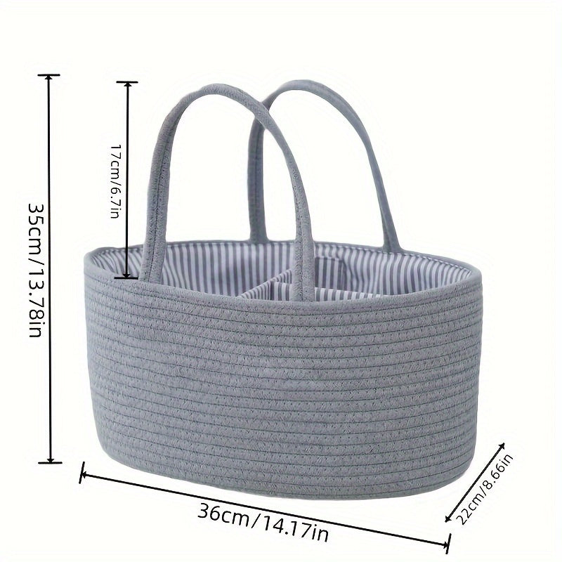 Fabric Diaper Caddy with 3 Compartments Nursery Organizer for Baby Essentials