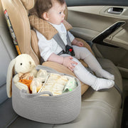 Fabric Diaper Caddy with 3 Compartments Nursery Organizer for Baby Essentials