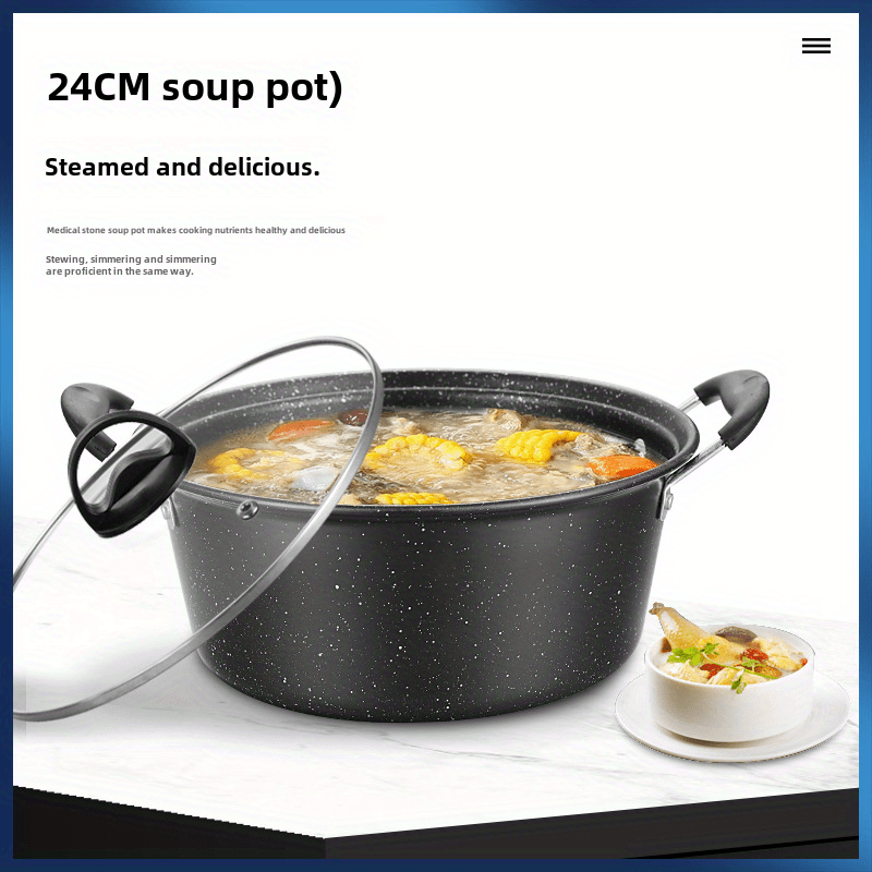 Juego de 3 utensilios de cocina antiadherentes de piedra Maifan, wok, olla para sopa, sartén