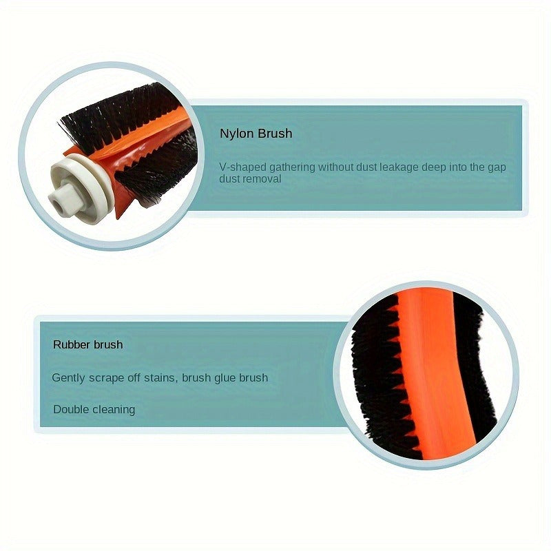 Set of 2 Vacuum Main Brush Replacements for Robotic Floor Cleaners Long-Lasting Plastic