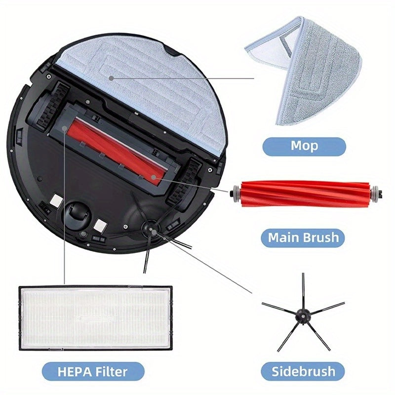 Комплект аксессуаров для пылесоса Xiaomi Roborock S7/S7+ включает 11 прочных пластиковых насадок, совместимых с уборкой полов, идеально подходит для домашнего использования.