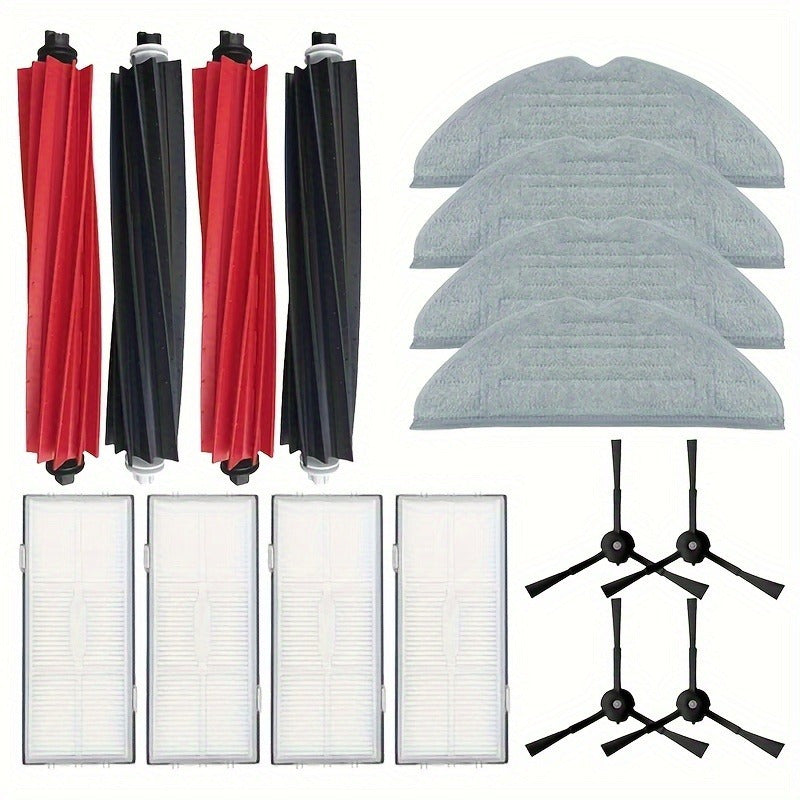 Roborock S8 seriyasi uchun vakuum tozalagich aksessuarlar to'plami - 16 ta asosiy rolik cho'tkalari, yuqori samarali filtrlar, yon cho'tkalar va mopping padlaridan iborat - mustahkam plastik pol qo'shimchalari