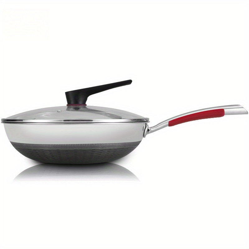 Tri-Ply Stainless Steel Frying Pan with Glass Lid, Smokeless, Dual-Sided Design