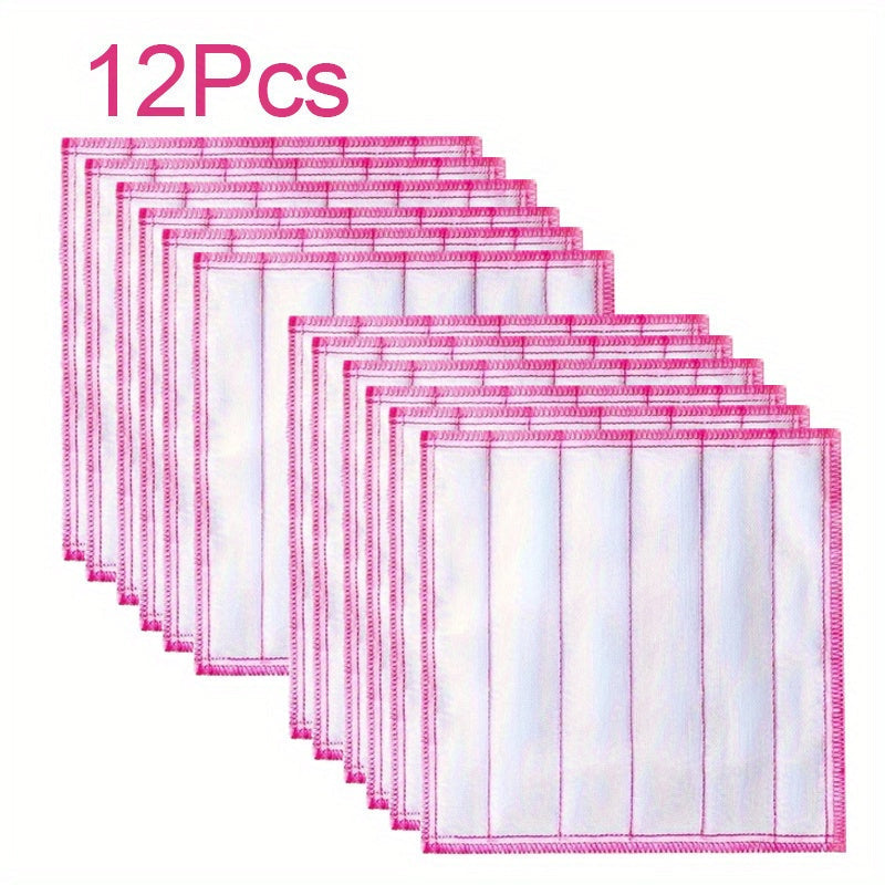 6 или 12 штук супер впитывающих толстых кухонных тряпок из многоразового микрофибрового материала. Эти универсальные тряпки можно использовать для мытья посуды, домашних дел, а также для уборки в ванной и на кухне. Они прочные и легко удаляют пятна и жир.