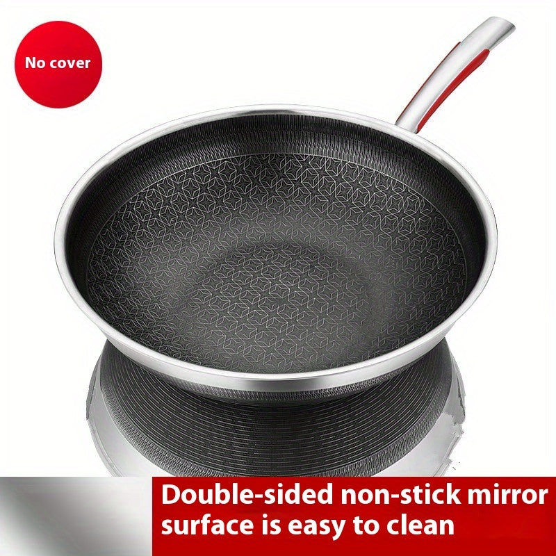 Tri-Ply Stainless Steel Frying Pan with Glass Lid, Smokeless, Dual-Sided Design