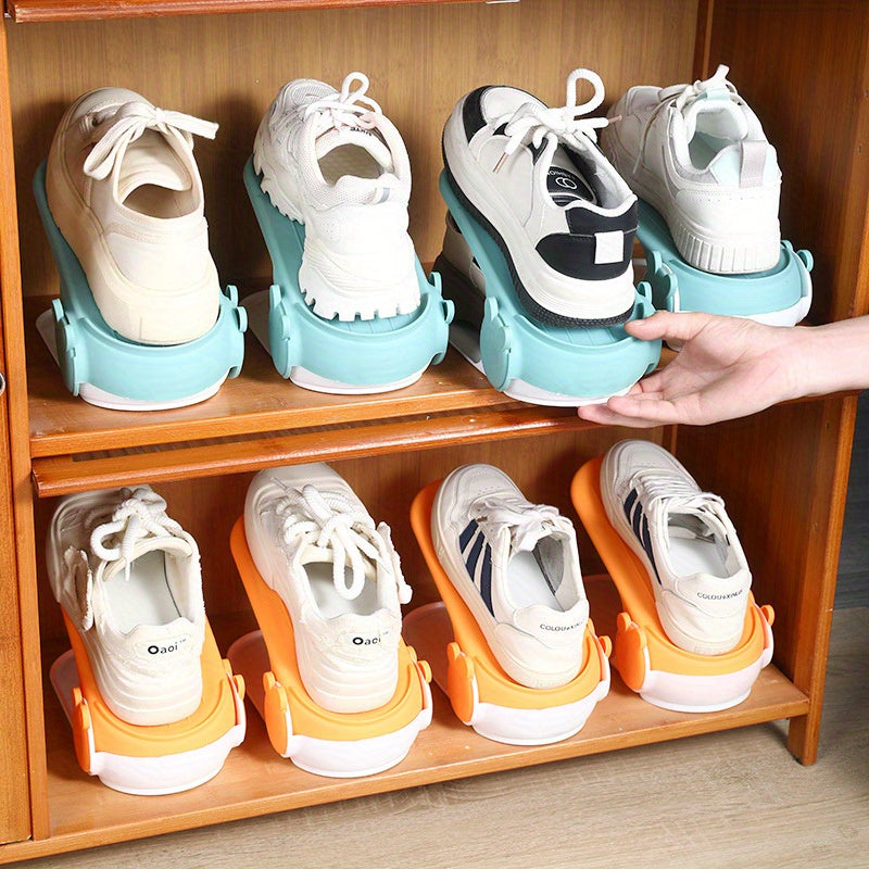 Double Layer Shoe Organizer Rack with Adjustable Design for Entryway Closet Storage