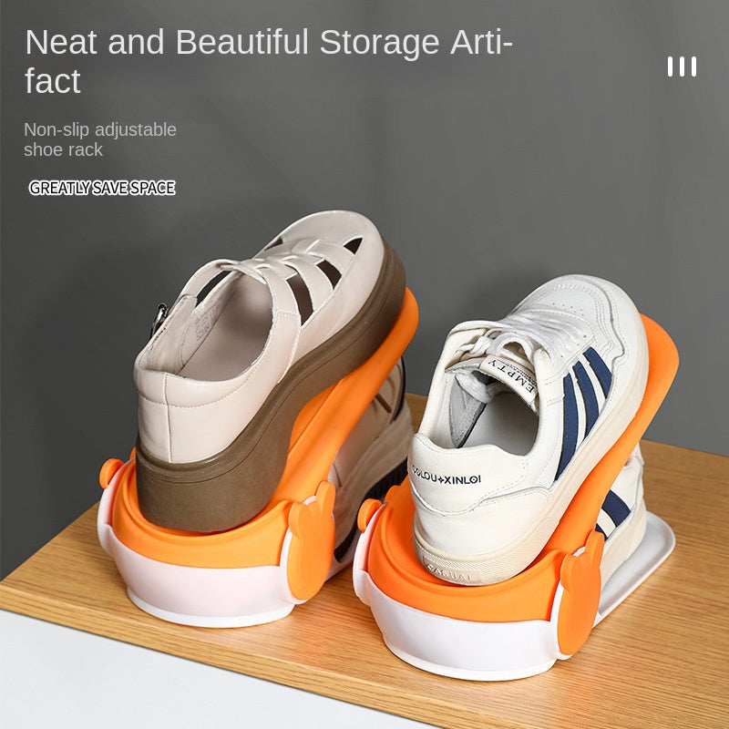 Double Layer Shoe Organizer Rack with Adjustable Design for Entryway Closet Storage