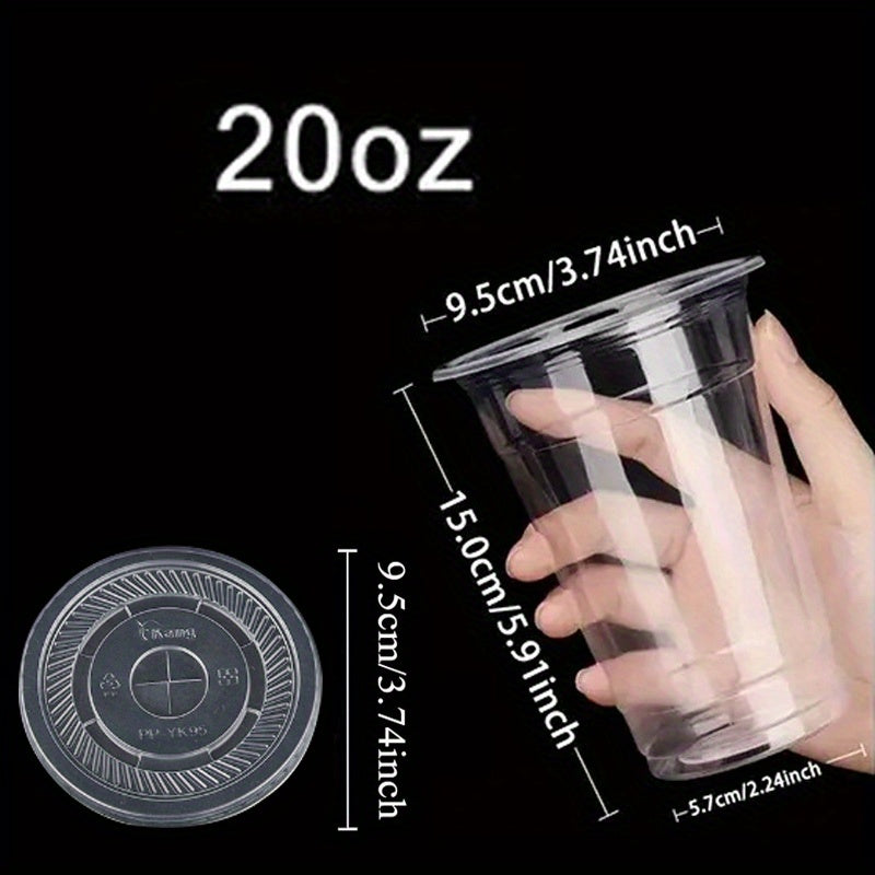 50 Disposable Plastic Cups with Lids for Parties, Camping, Cold Drinks
