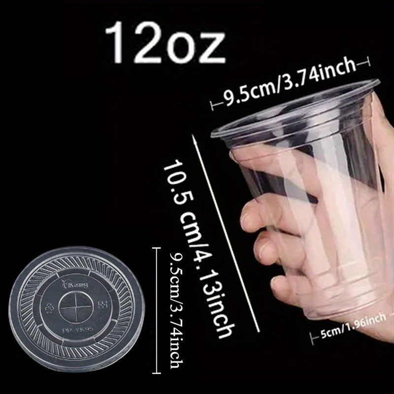 50 Disposable Plastic Cups with Lids for Parties, Camping, Cold Drinks