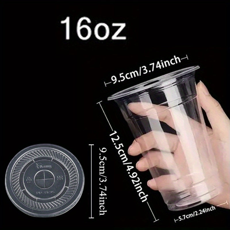 50 Disposable Plastic Cups with Lids for Parties, Camping, Cold Drinks
