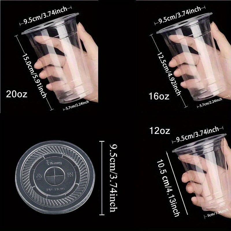 50 Disposable Plastic Cups with Lids for Parties, Camping, Cold Drinks