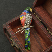 Crystal Parrot Enamel Pin Animal-Inspired Brooch for Women Dress and Sweater Accessory