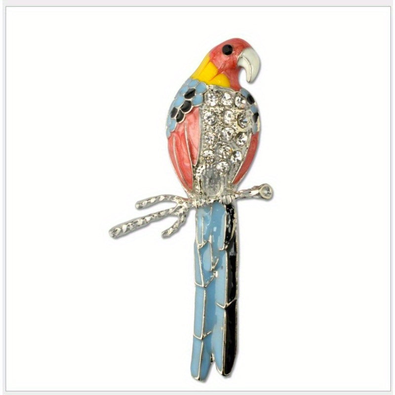Crystal Parrot Enamel Pin Animal-Inspired Brooch for Women Dress and Sweater Accessory