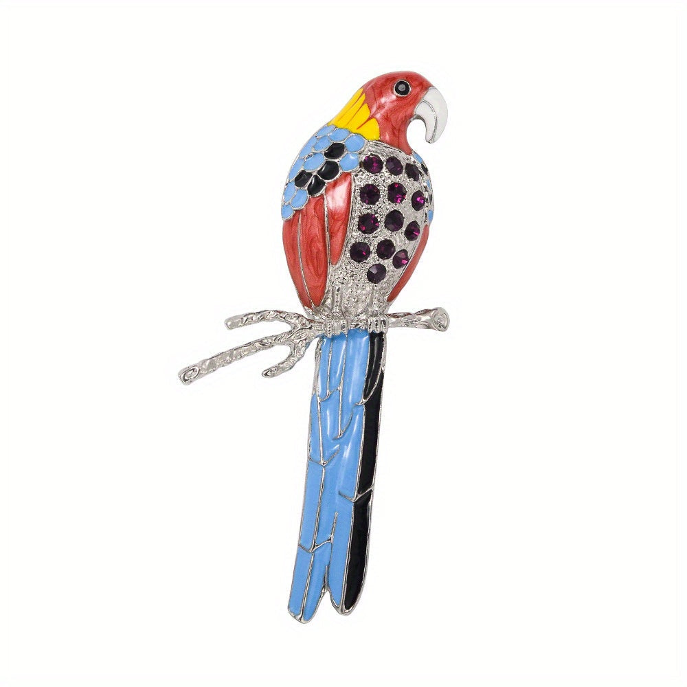 Crystal Parrot Enamel Pin Animal-Inspired Brooch for Women Dress and Sweater Accessory