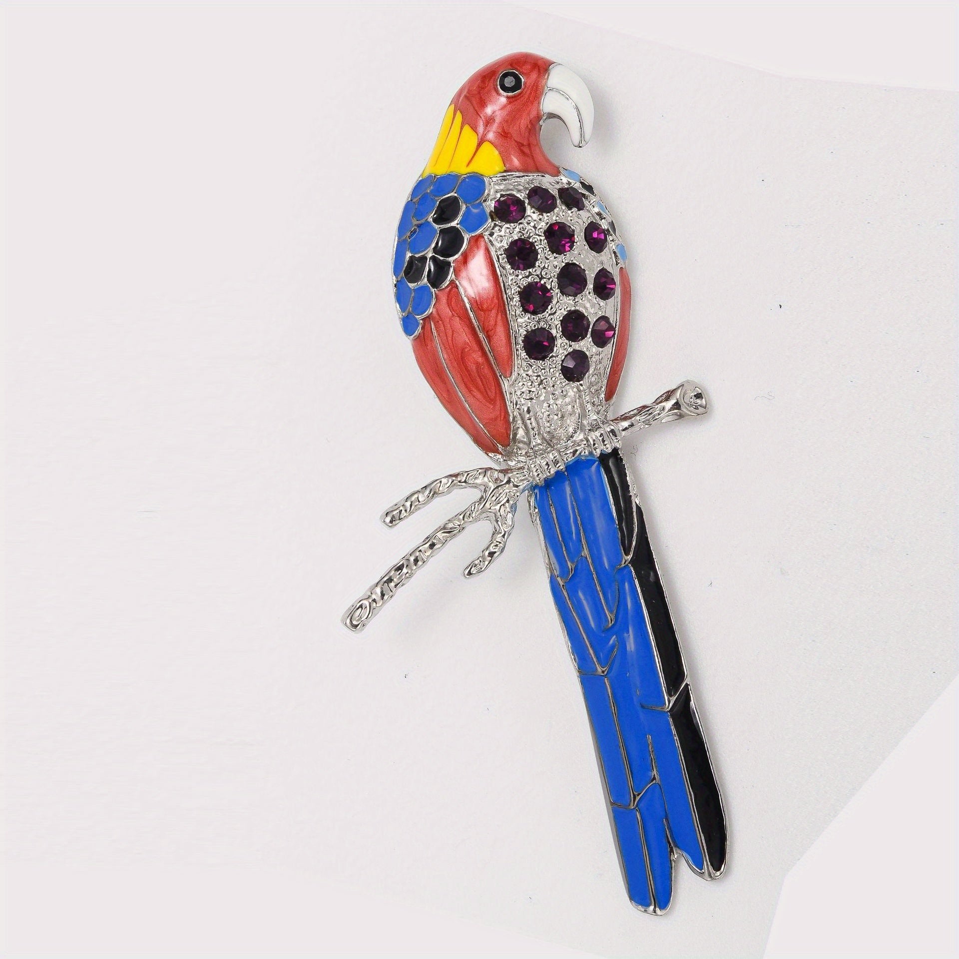 Crystal Parrot Enamel Pin Animal-Inspired Brooch for Women Dress and Sweater Accessory