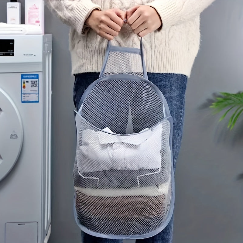 Cesto de ropa plegable de pared con diseño que ahorra espacio para ropa sucia y toallas