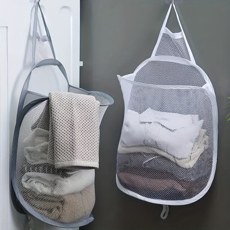 Cesto de ropa plegable de pared con diseño que ahorra espacio para ropa sucia y toallas