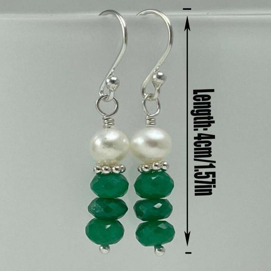 Green Stone Earrings for Women Boho Style Faceted Gemstones Silver Post Gift