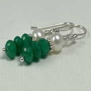 Green Stone Earrings for Women Boho Style Faceted Gemstones Silver Post Gift