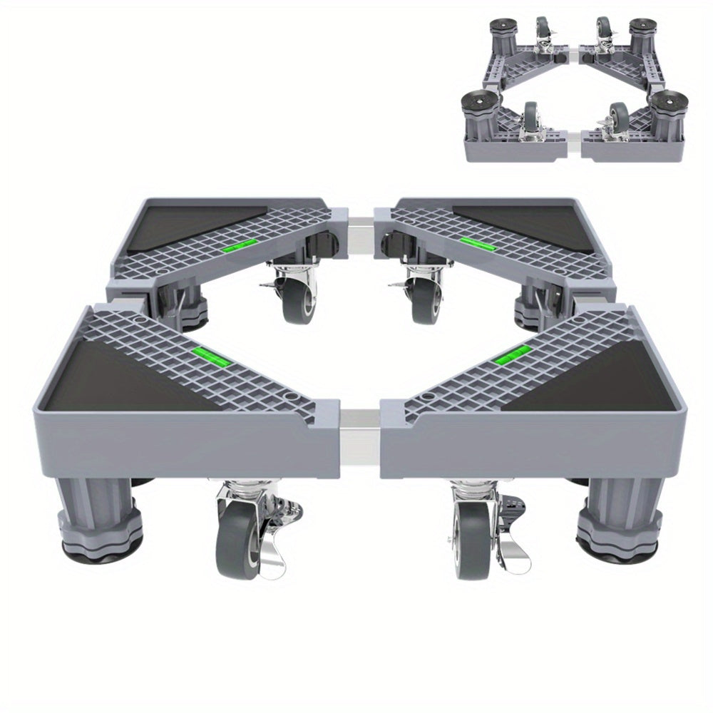 Adjustable Mobile Appliance Stand for Washing Machines Dryers and Refrigerators Stainless Steel