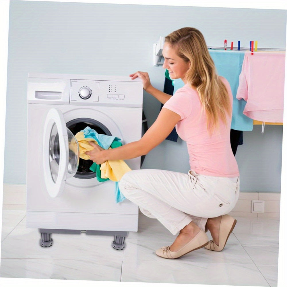 Adjustable Mobile Appliance Stand for Washing Machines Dryers and Refrigerators Stainless Steel