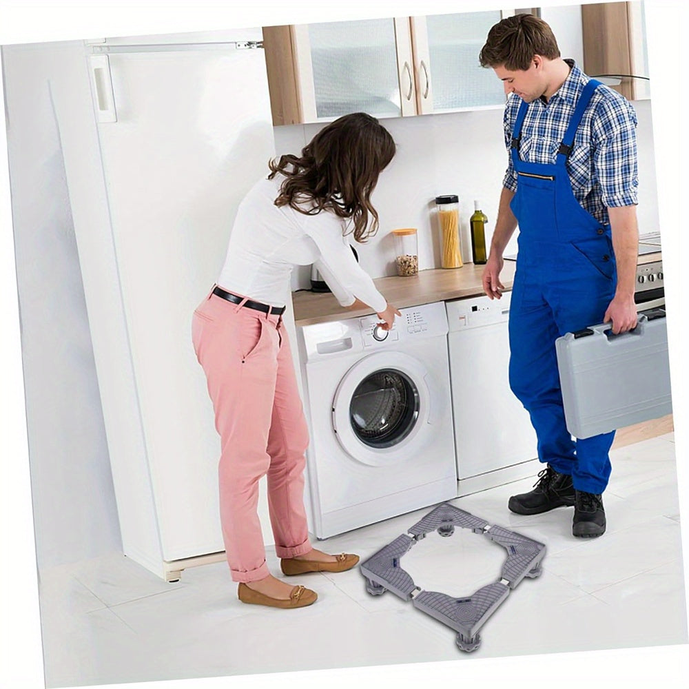 Adjustable Mobile Appliance Stand for Washing Machines Dryers and Refrigerators Stainless Steel
