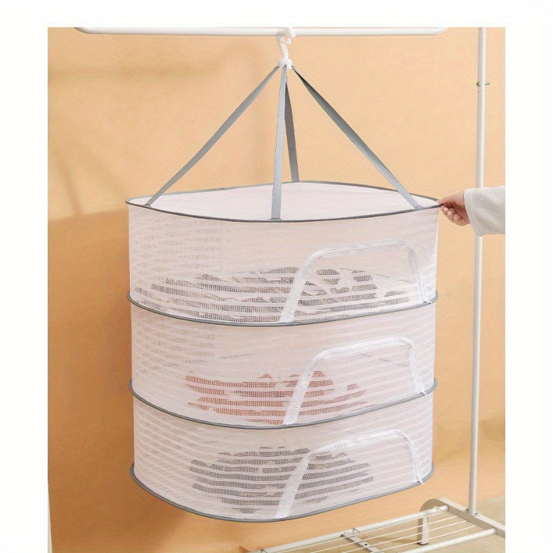 3-Qavatli quritish tarmog'i sabzavotlar, kiyimlar va tashqarida foydalanish uchun, yig'iladigan va portativ