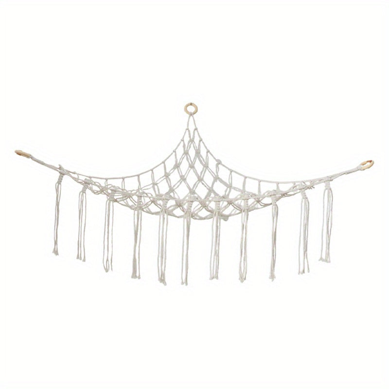 Wall Corner Toy Storage Net Hand-Woven Rope Hammock for Stuffed Animals and Toys