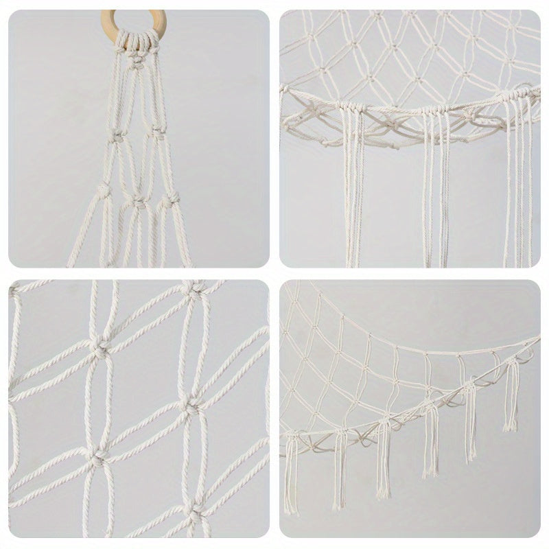 Wall Corner Toy Storage Net Hand-Woven Rope Hammock for Stuffed Animals and Toys