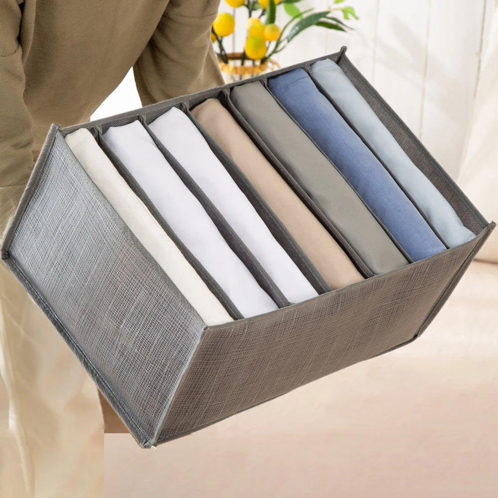 Fabric Clothes Organizer Set with 7/9 Grid Dividers for Closet Storage and Space Saving